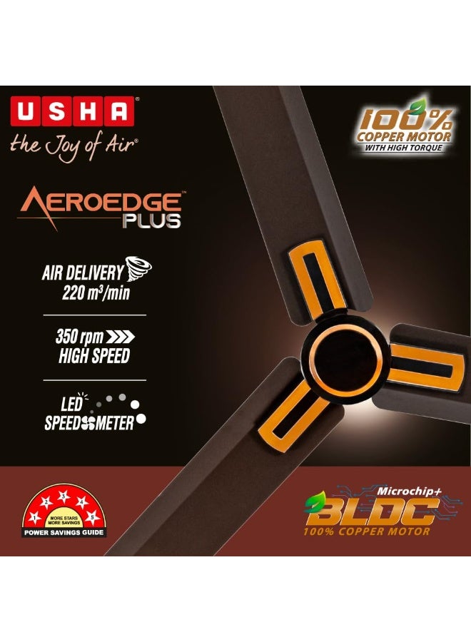 USHA AeroEdge Plus 1200mm BLDC Ceiling Fan with IR Remote | LED Indicator | BEE 5 Star Rated Energy Efficient | 100% Copper Motor | High Air Delivery 220CMM | 2 Year Warranty | (Smoke Brown) - Image 3